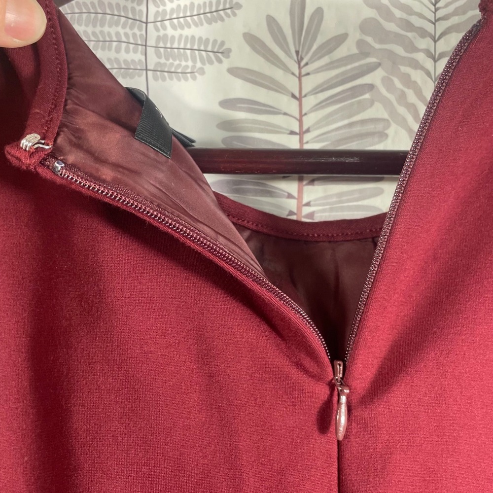 J.Crew Burgundy Bell Sleeve Sheath‎ Dress Size 6 Lined Stretch Work Cocktail - Picture 13 of 13